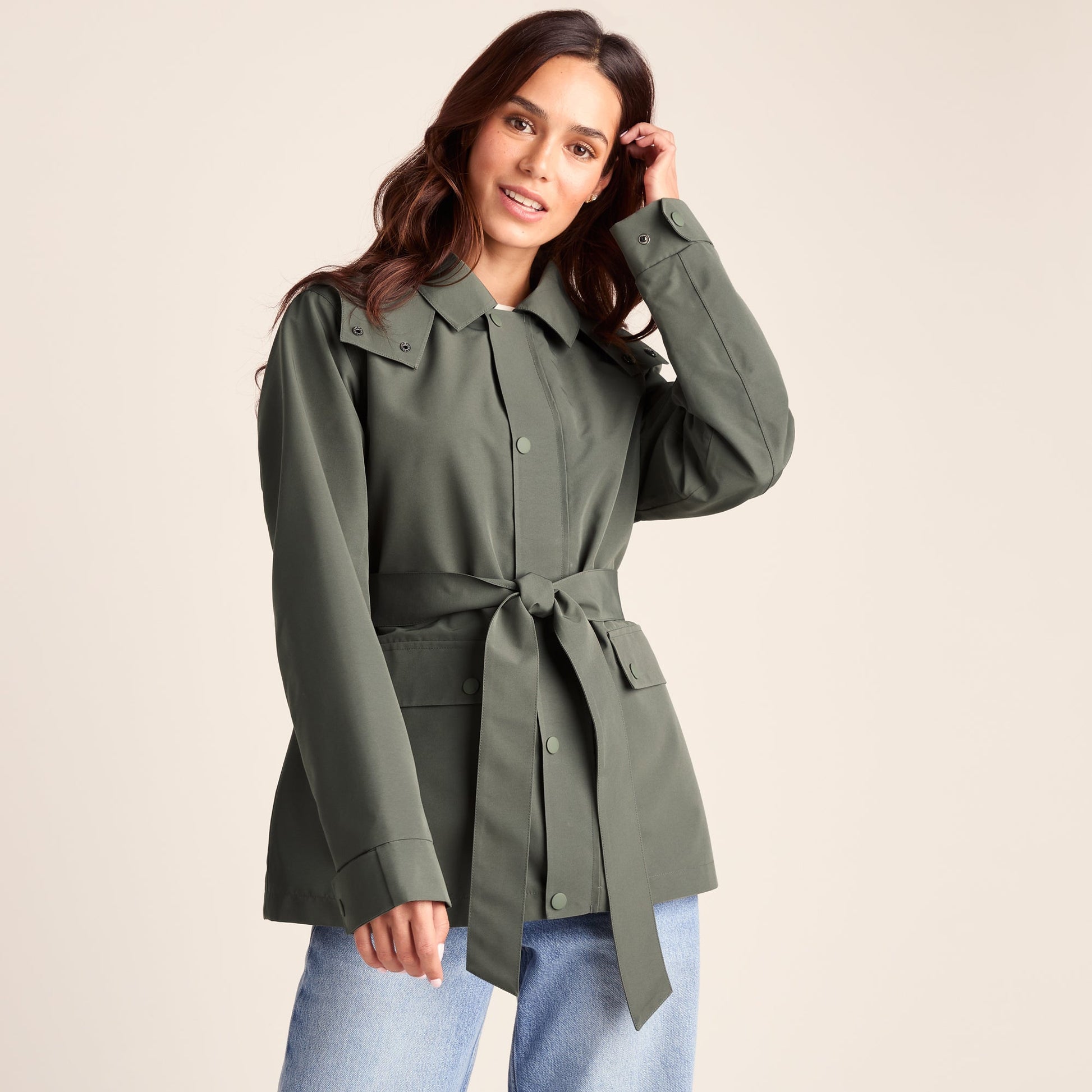 Shea Womens Waterproof Trench Coat - Pale Khaki