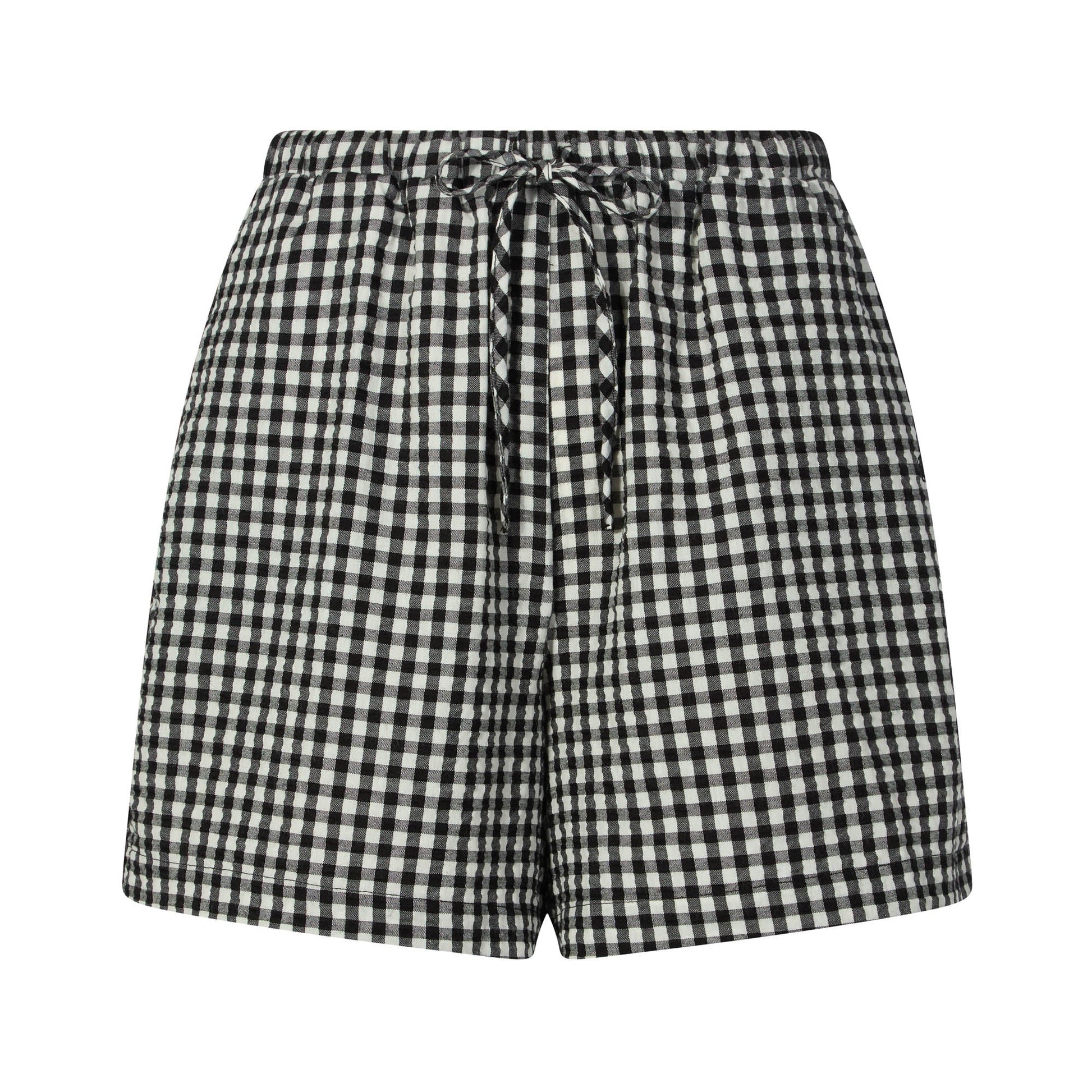 Sienna Womens Gingham Check Shorts - Black Check