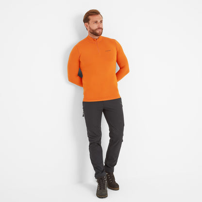 Snowdon Mens Thermal Quarter Zip Base Layer - Dark Orange