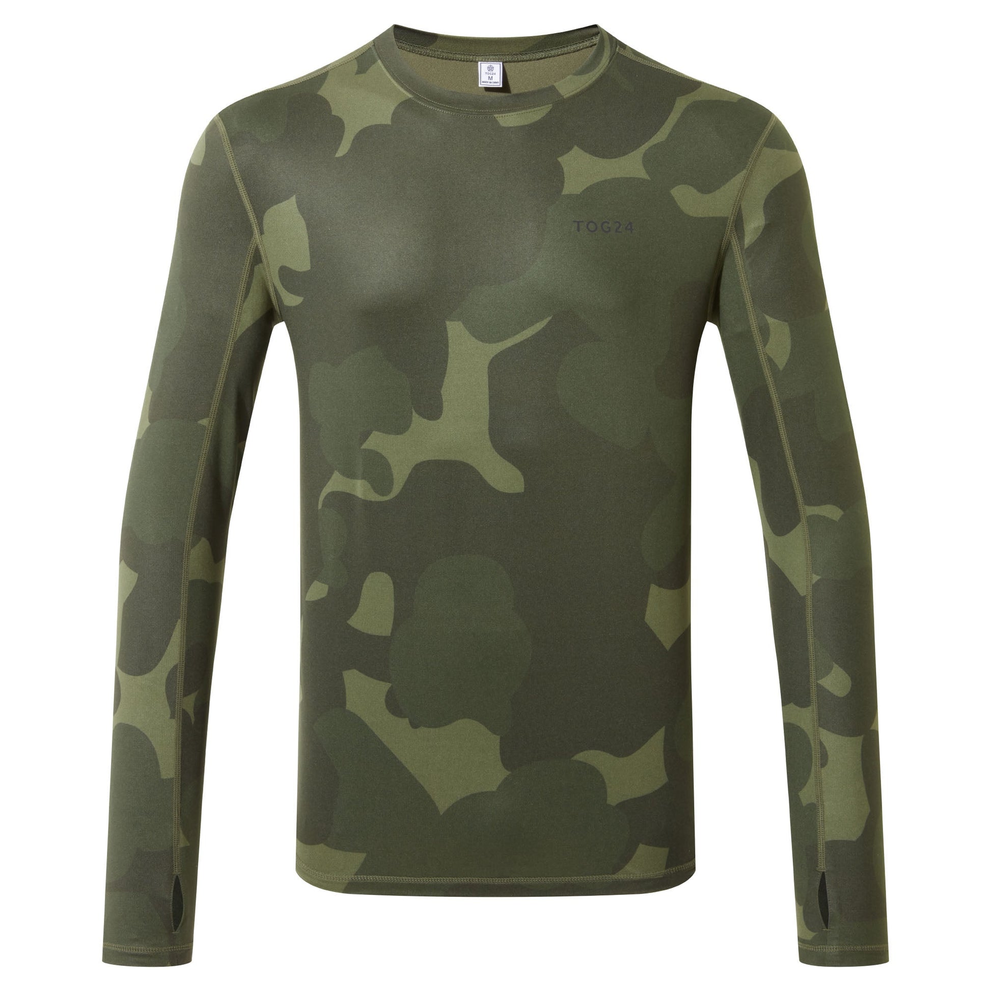 Snowdon Mens Thermal Crew Neck Base Layer - Khaki Pixelated Camo
