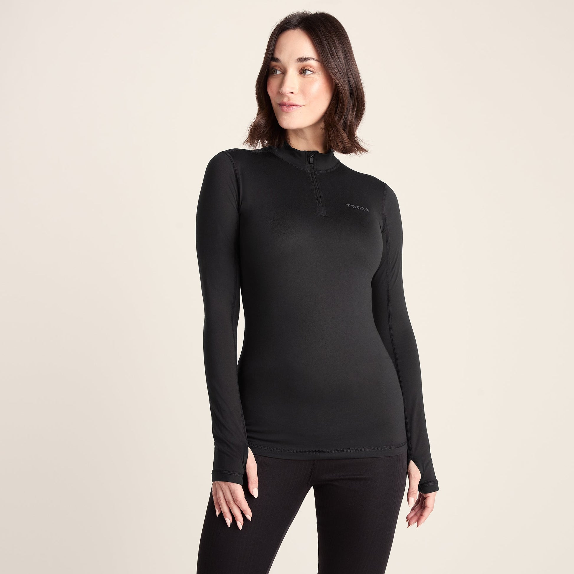 Snowdon Womens Thermal Base Layer Quarter Zip - Black