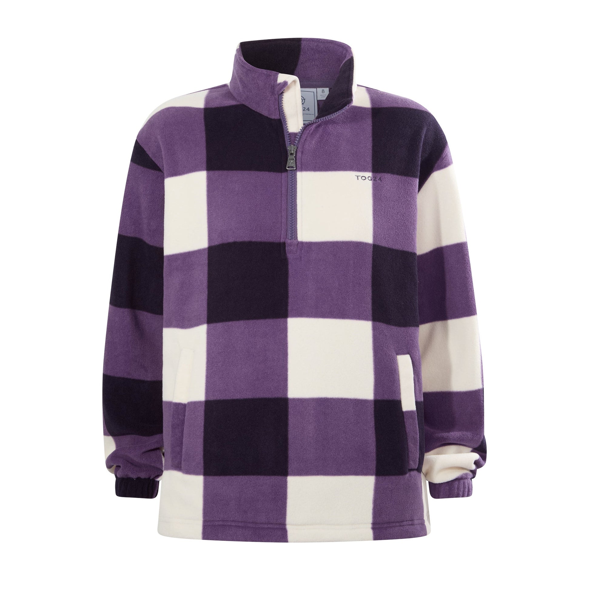 Stones Womens Checkerboard Half Zip Fleece Pullover - Smokey Purple Gingham