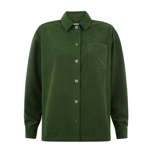 Tova Womens Corduroy Shacket Overshirt - Olive Green
