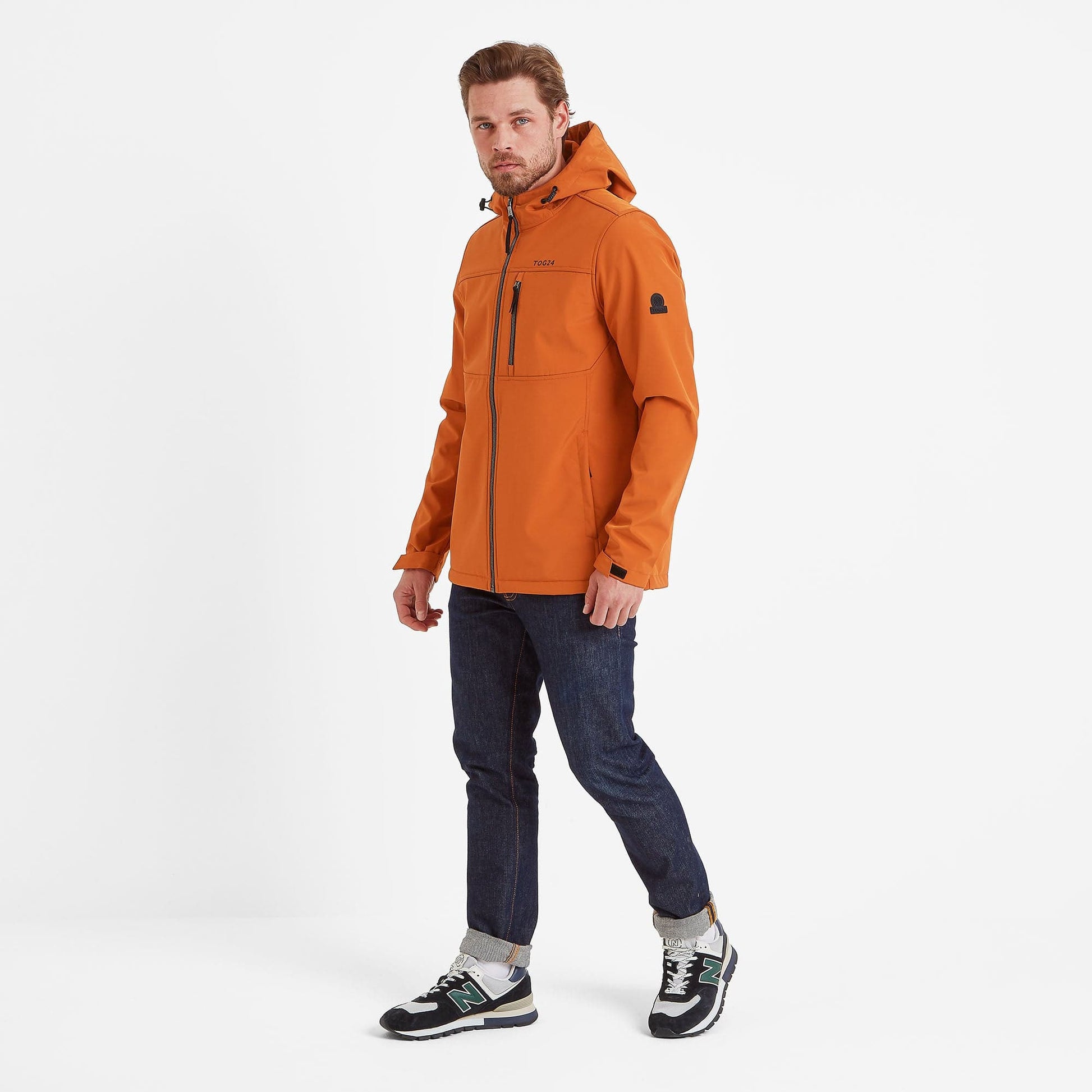 Truro Mens Hooded Softshell Jacket - Dark Orange