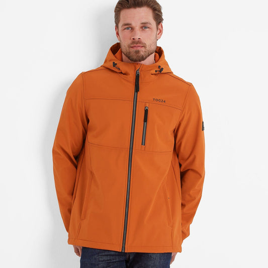 Truro Mens Hooded Softshell Jacket - Dark Orange