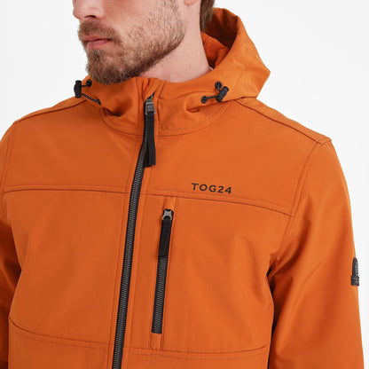 Truro Mens Hooded Softshell Jacket - Dark Orange