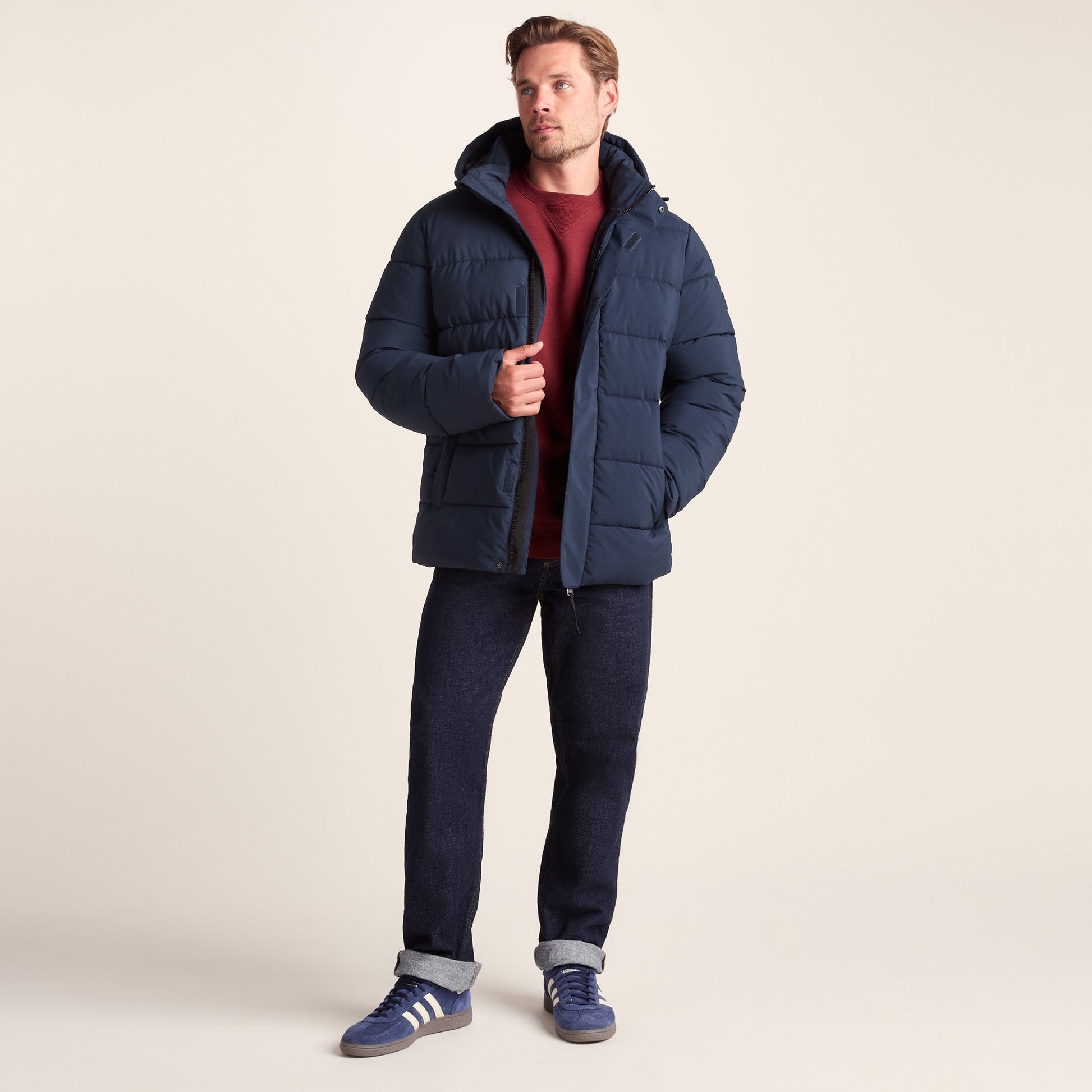 Tunnard Mens Short Shower Resistant Insulated Jacket - Dark Indigo