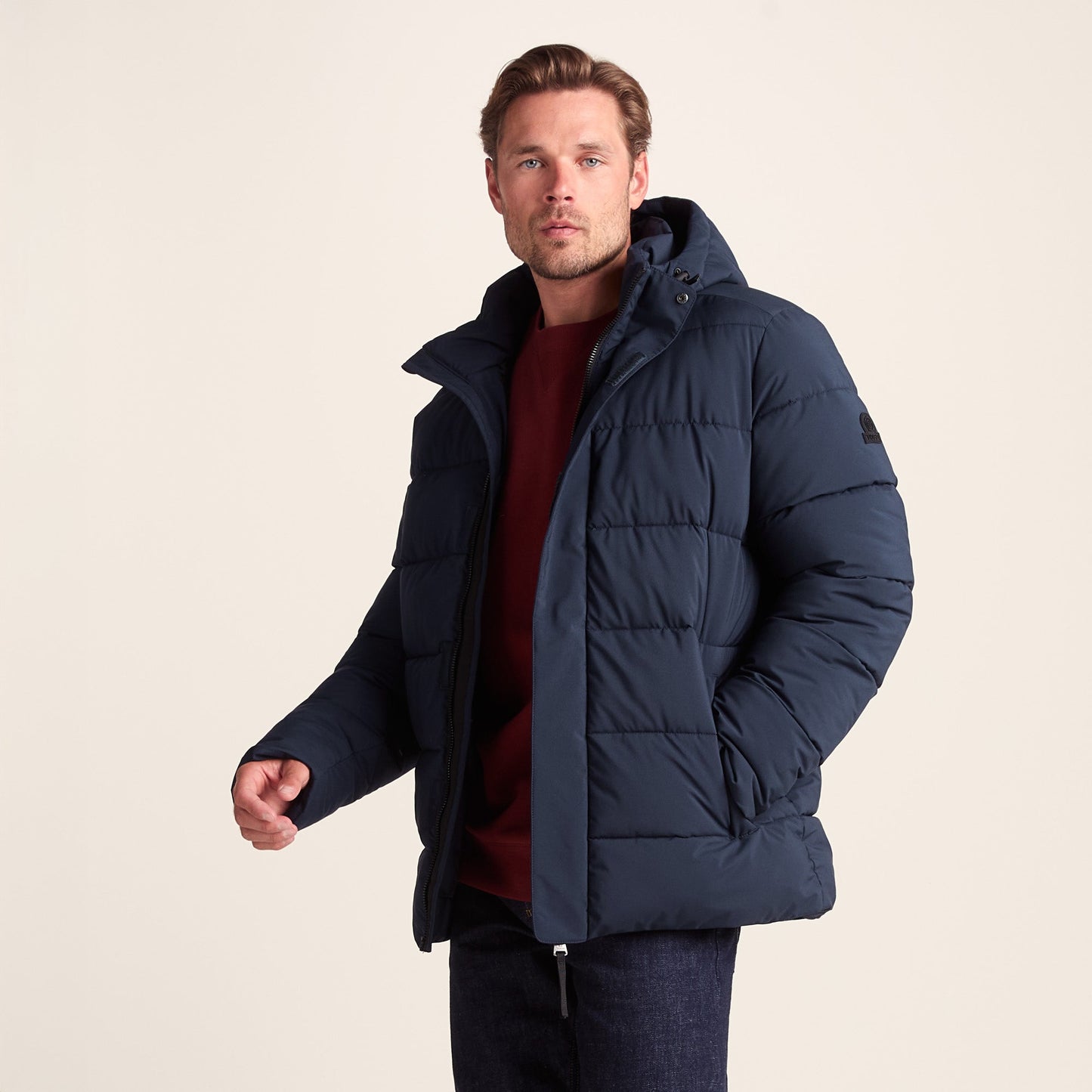 Tunnard Mens Short Shower Resistant Insulated Jacket - Dark Indigo