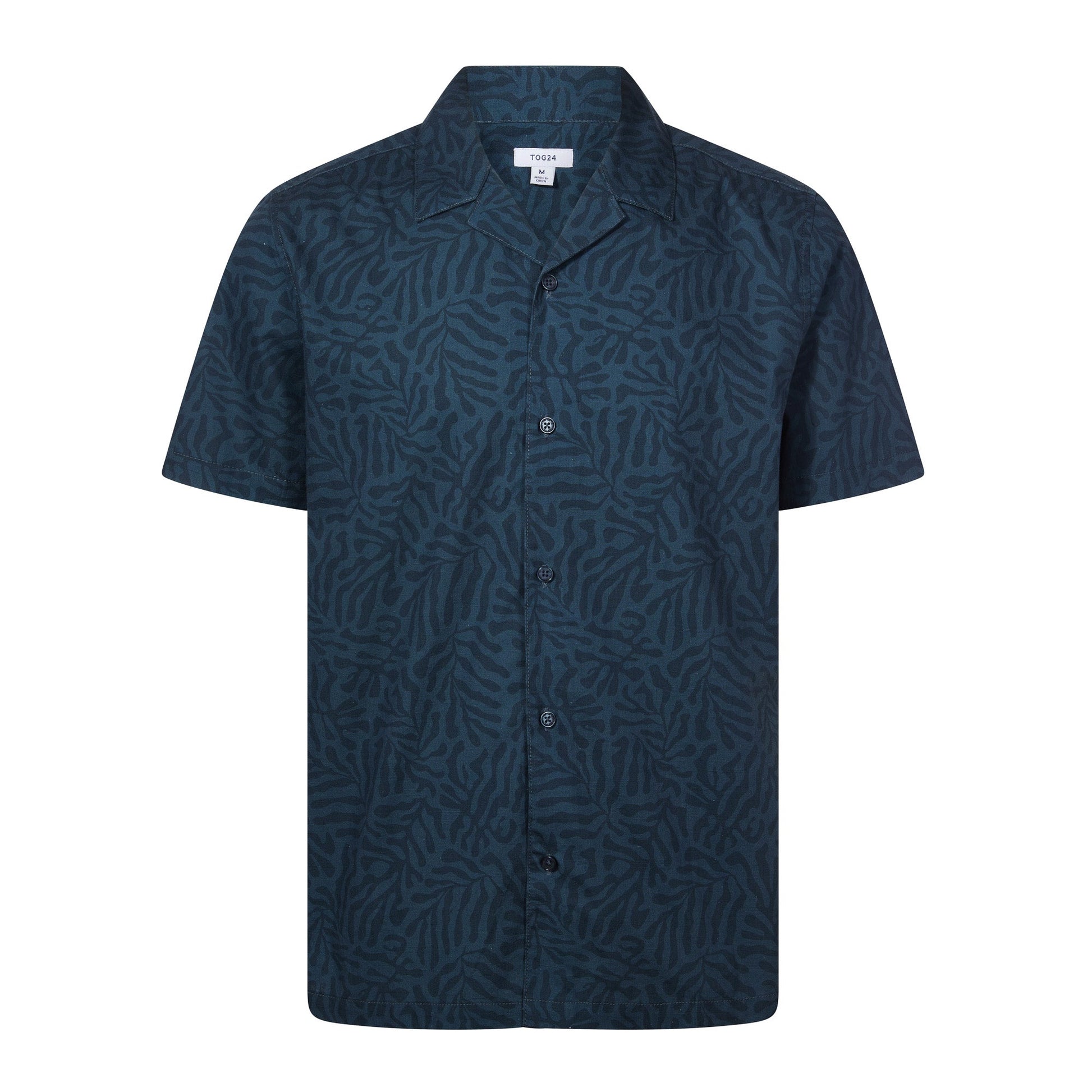 Wallsend Mens Short Sleeve 100% Cotton Supersoft Shirt - Deep Teal Print