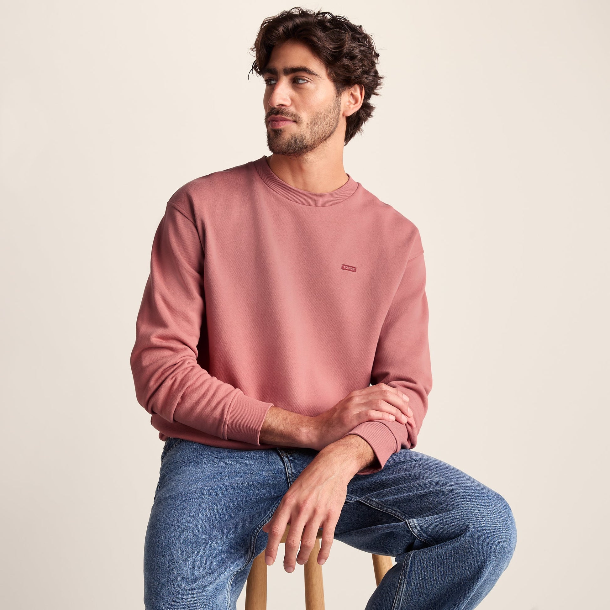 Warren Mens Relaxed Fit 100% Cotton Heavyweight Sweat - Redwood