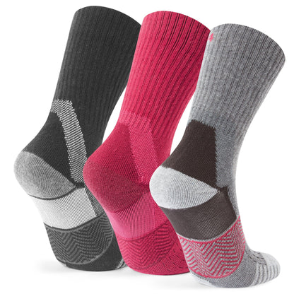 Wels 3Pack Womens Trek Socks - Black/Magenta Pink/Dark Grey Marl