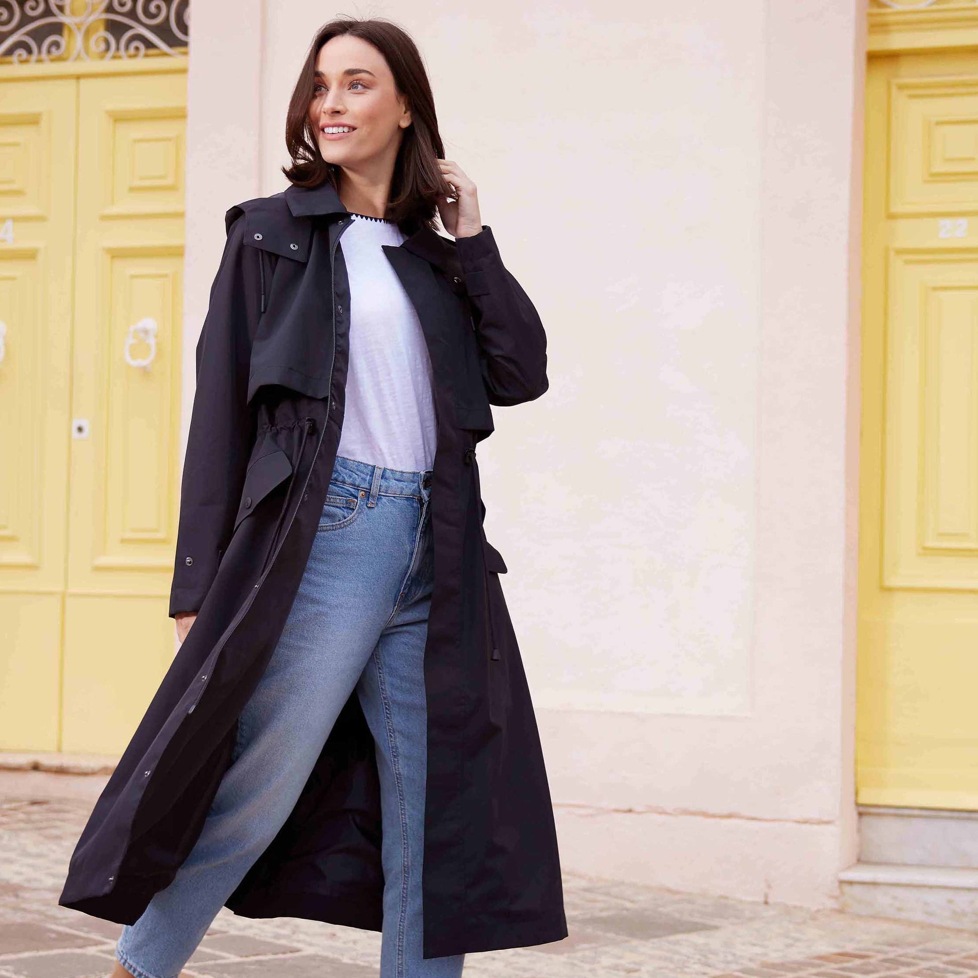 Alva Womens Waterproof Trench Coat - Black