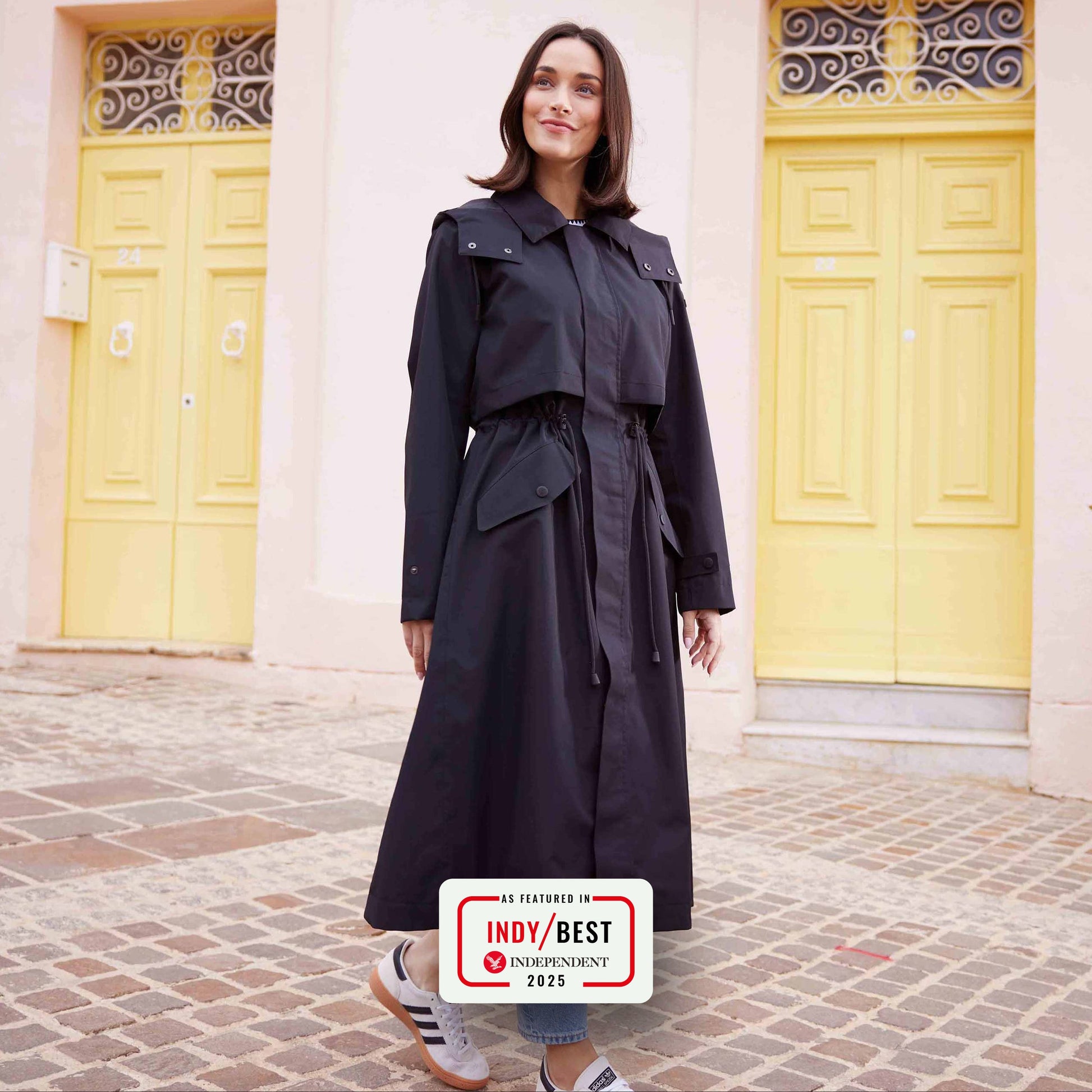 Alva Womens Waterproof Trench Coat - Black