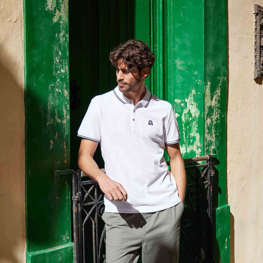 Biston Mens 100% Cotton Pique Polo Shirt - Optic White