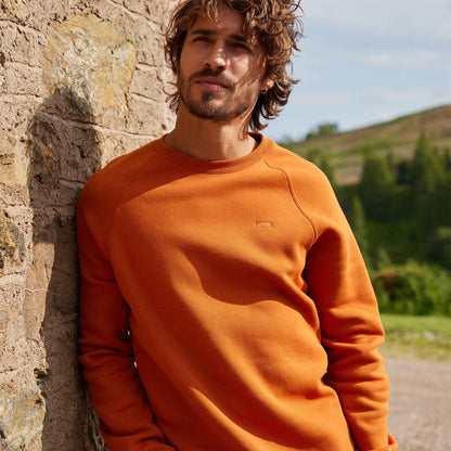 Clitheroe Mens Supersoft Raglan Sweat - Mahogany Orange