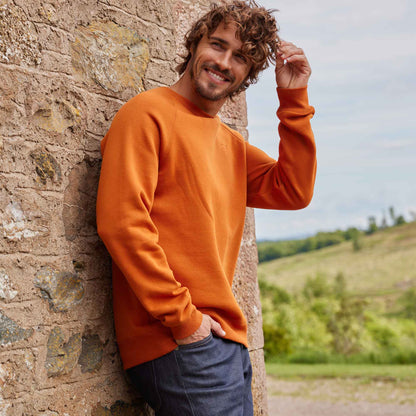 Clitheroe Mens Supersoft Raglan Sweat - Mahogany Orange