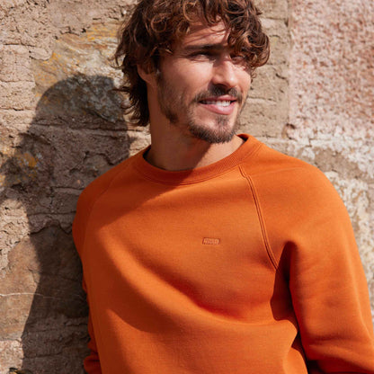 Clitheroe Mens Supersoft Raglan Sweat - Mahogany Orange