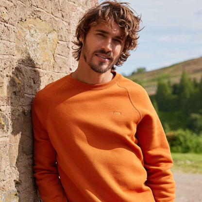 Clitheroe Mens Supersoft Raglan Sweat - Mahogany Orange