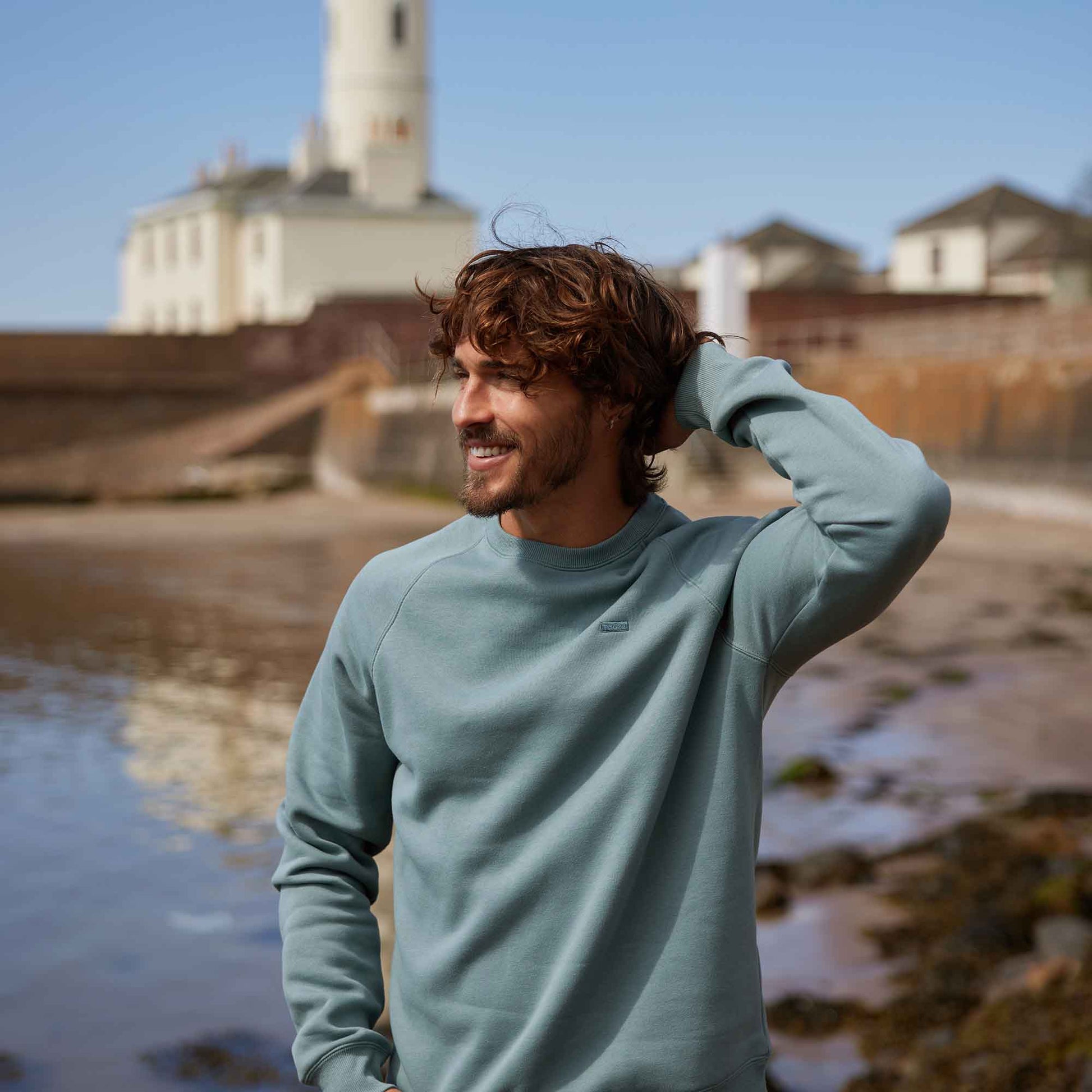Clitheroe Mens Supersoft Raglan Sweat - Smokey Teal