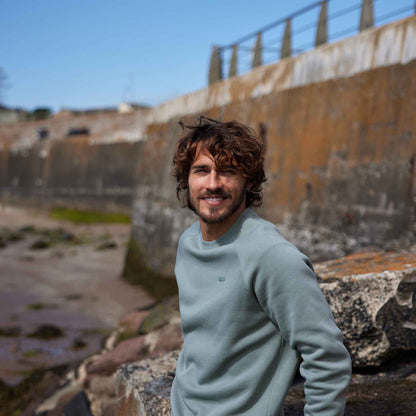 Clitheroe Mens Supersoft Raglan Sweat - Smokey Teal