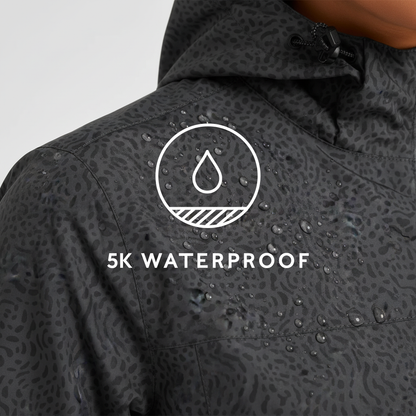 Craven Womens Waterproof Packaway Jacket - Washed Black Swirl Print