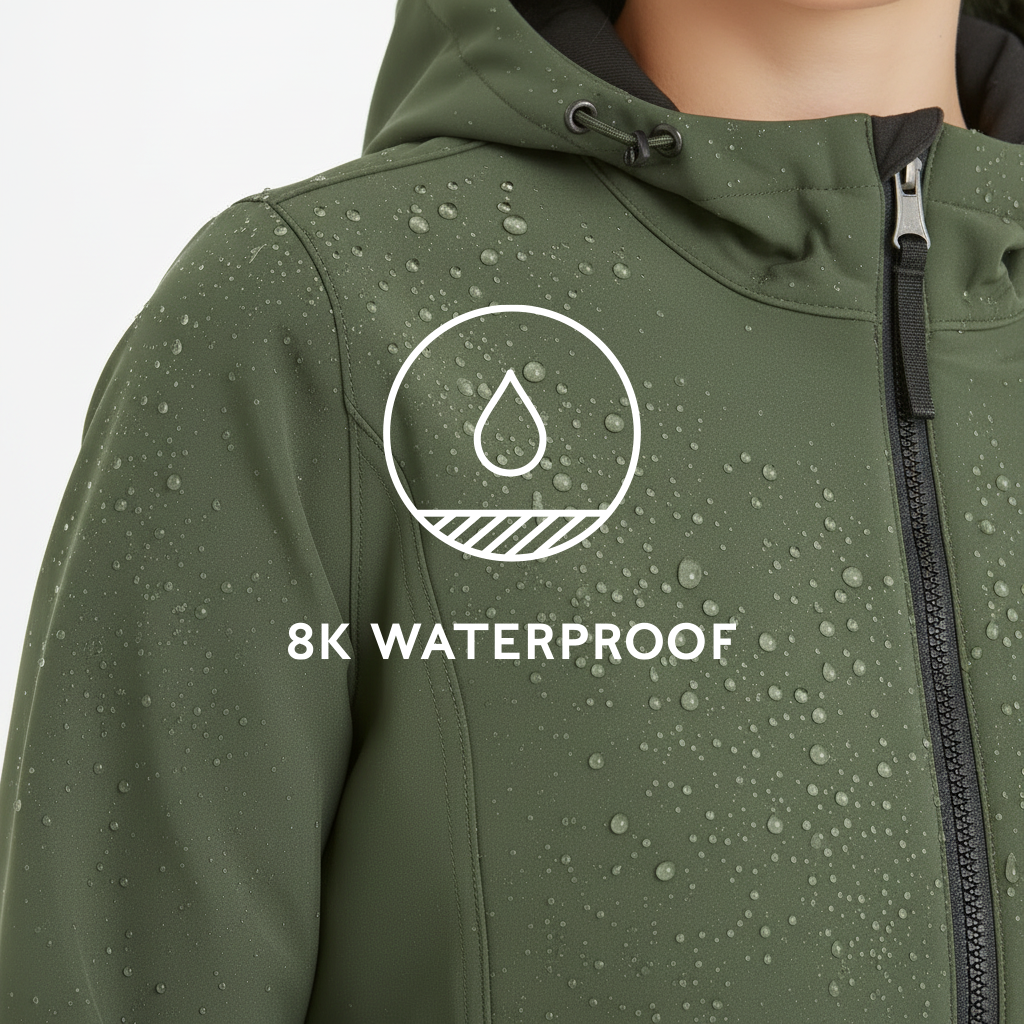 Enya Womens Longline Shower Resistant Softshell Jacket - Dark Green