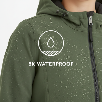 Enya Womens Longline Shower Resistant Softshell Jacket - Dark Green