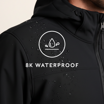 Andro Mens Hooded Waterproof Softshell Jacket - Black