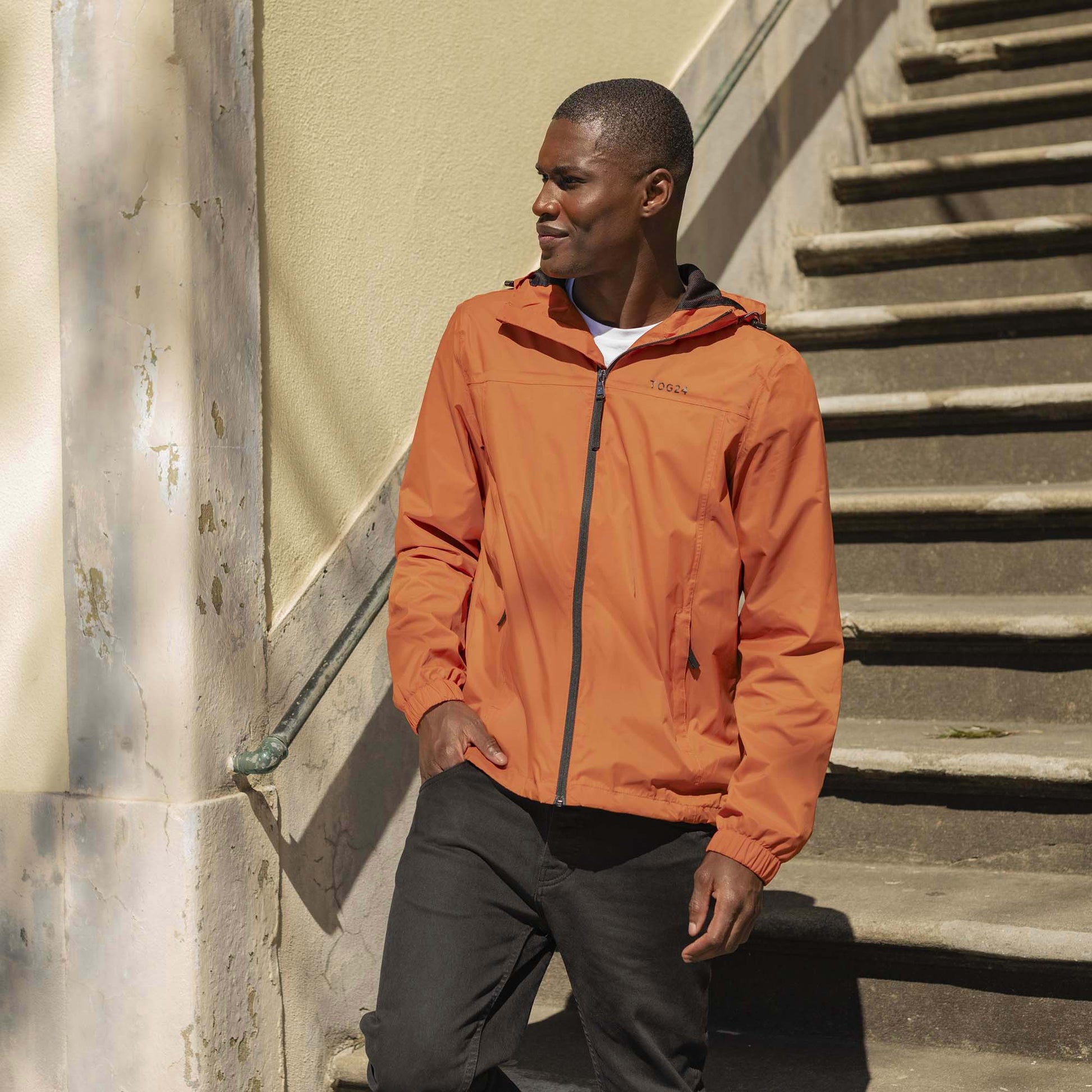 Craven Mens Waterproof Packaway Jacket - Dark Orange