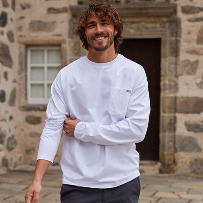 Formby Mens Relaxed Fit Long Sleeve Supersoft Jersey T-Shirt - Optic White