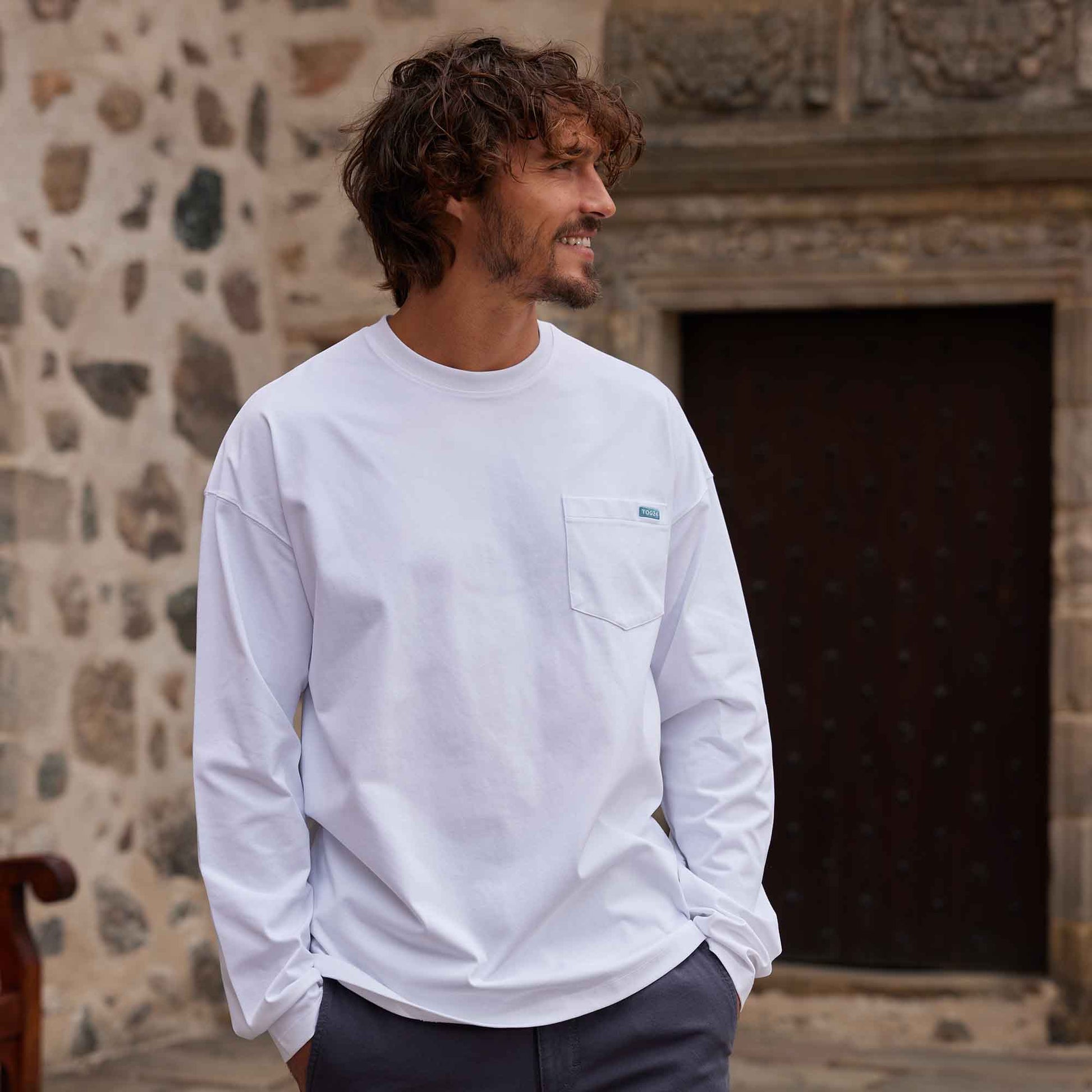 Formby Mens Relaxed Fit Long Sleeve Supersoft Jersey T-Shirt - Optic White