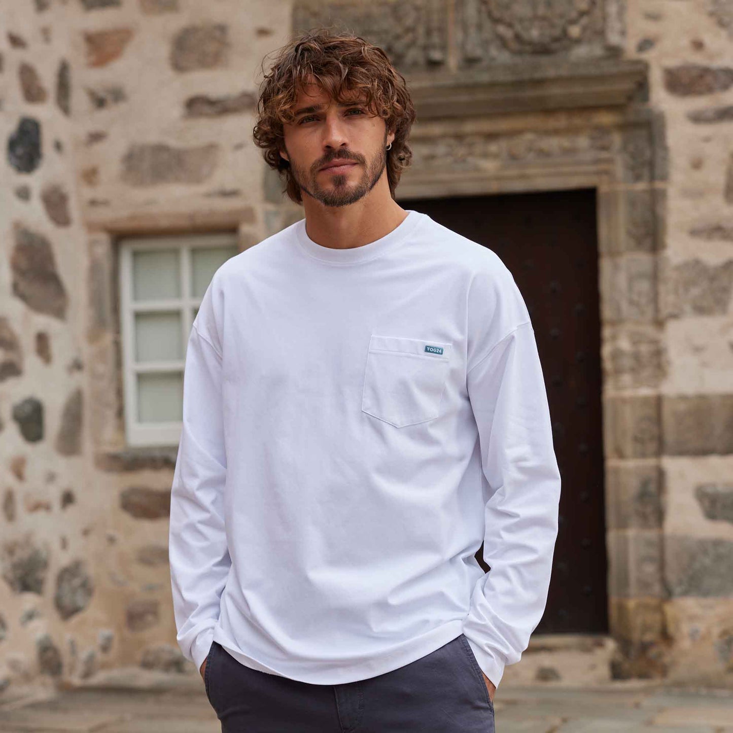 Formby Mens Relaxed Fit Long Sleeve Supersoft Jersey T-Shirt - Optic White