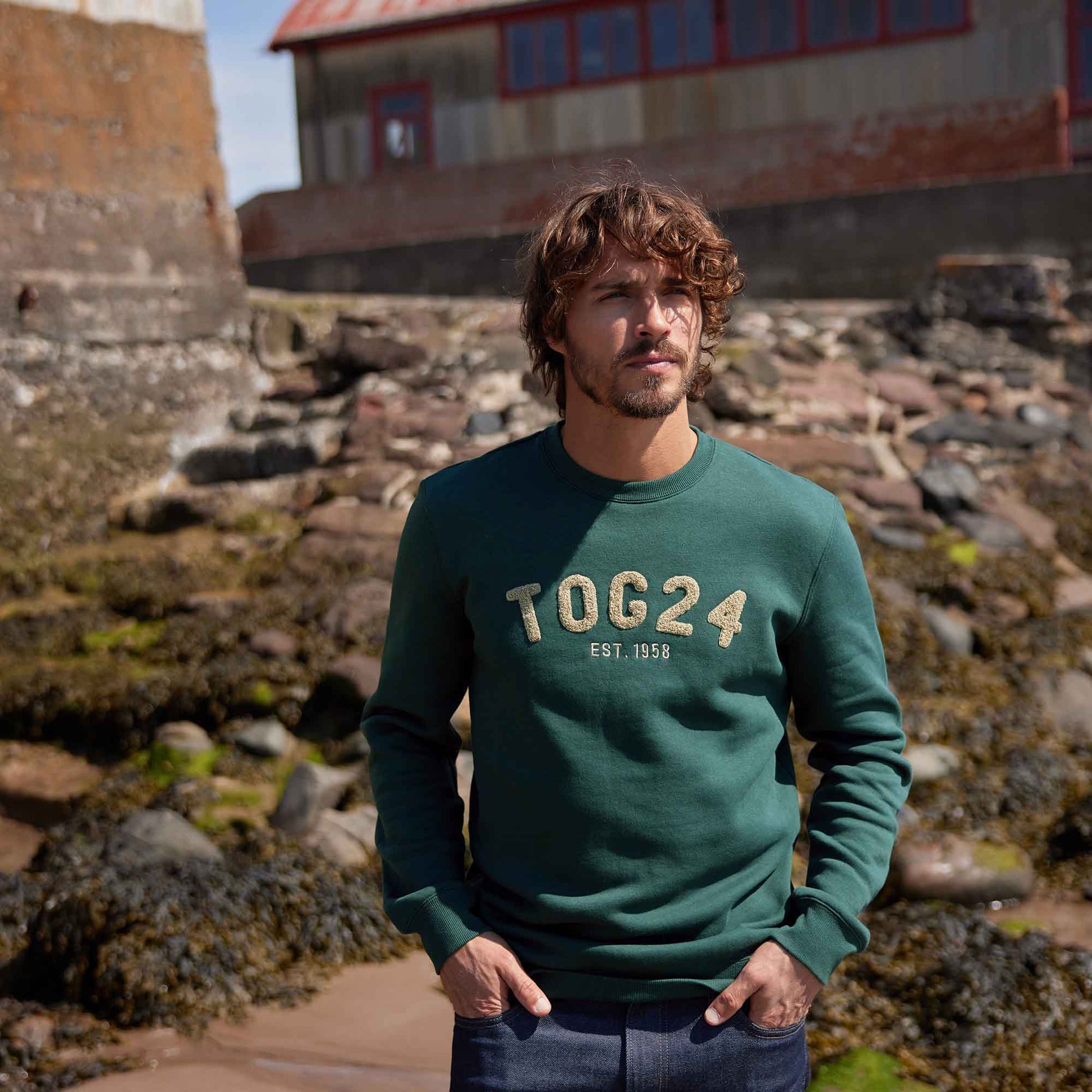 Hawnby Mens Cotton Blend Sweat - Racing Green