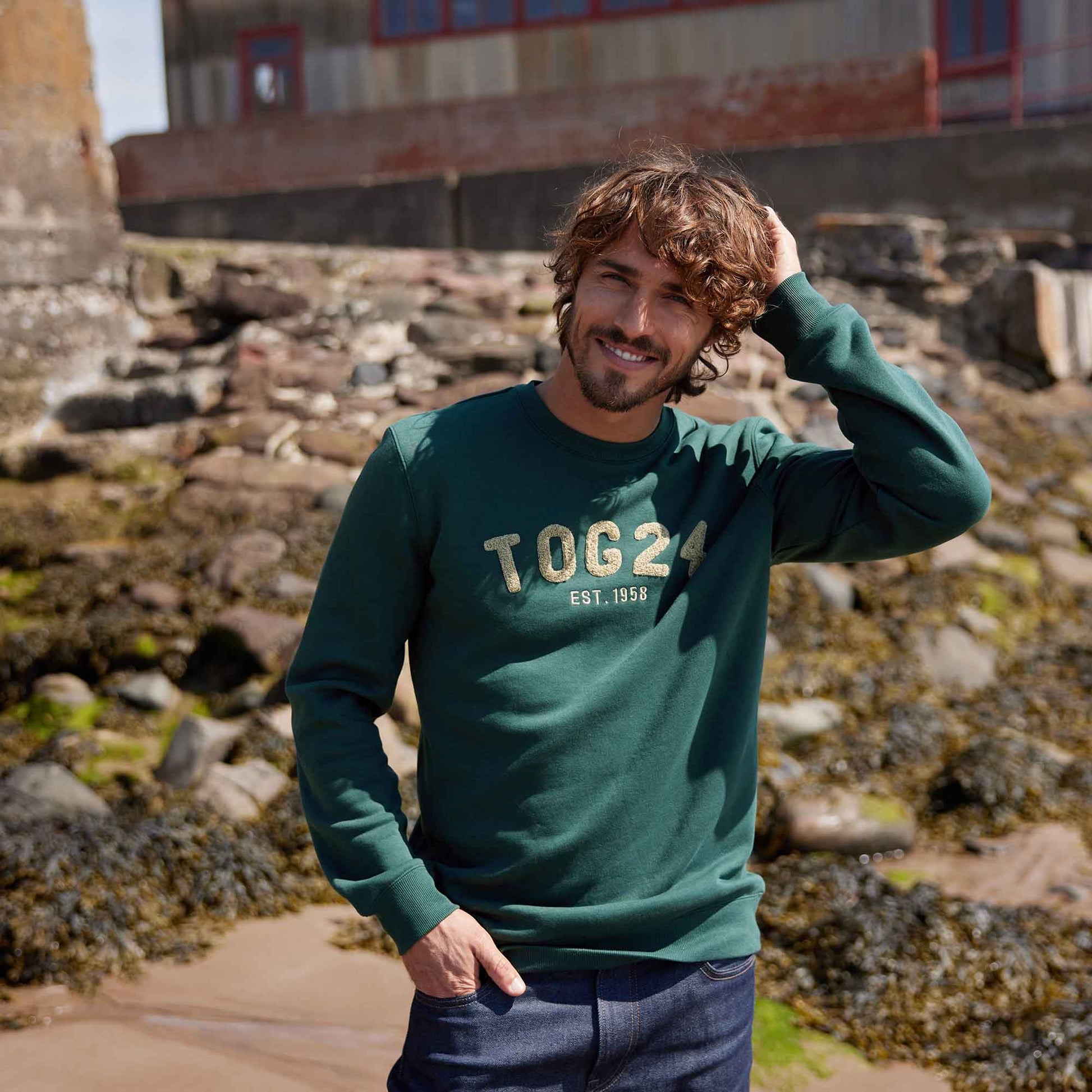 Hawnby Mens Cotton Blend Sweat - Racing Green