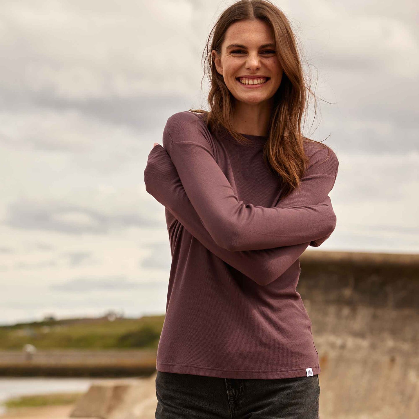 Jemma Womens Long Sleeve Supersoft T-Shirt - Dark Mauve