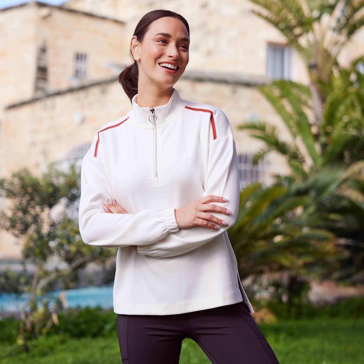 Larelle Womens Half Zip Sweatshirt - Vanilla