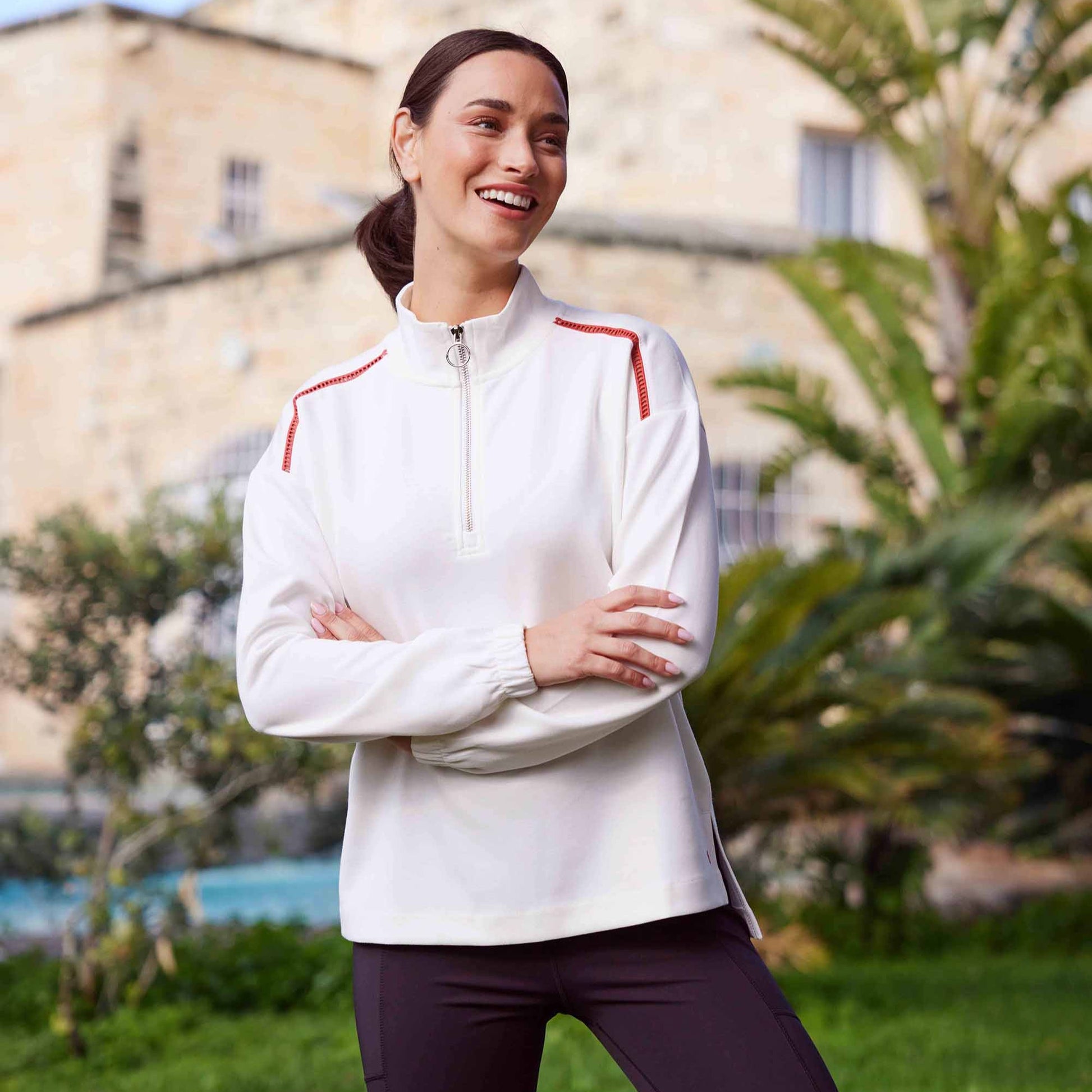 Larelle Womens Half Zip Sweatshirt - Vanilla