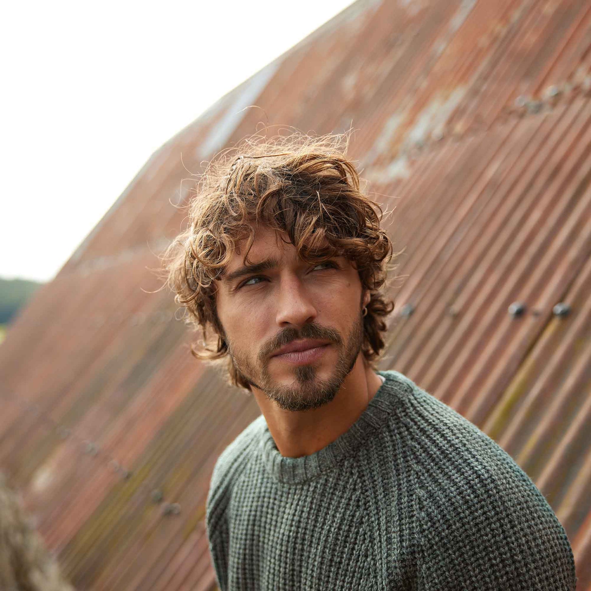 Logan Mens Chunky Knitted Jumper - Light Forest