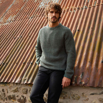 Logan Mens Chunky Knitted Jumper - Light Forest
