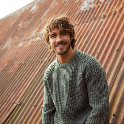 Logan Mens Chunky Knitted Jumper - Light Forest