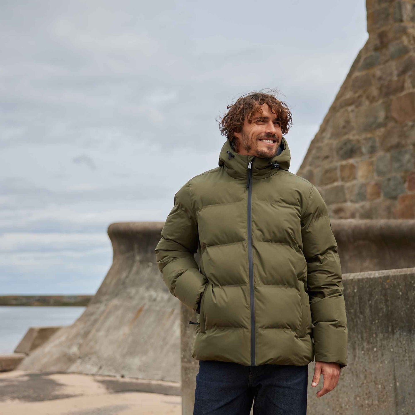 Menka Mens Shower Resistant Insulated Jacket - Khaki