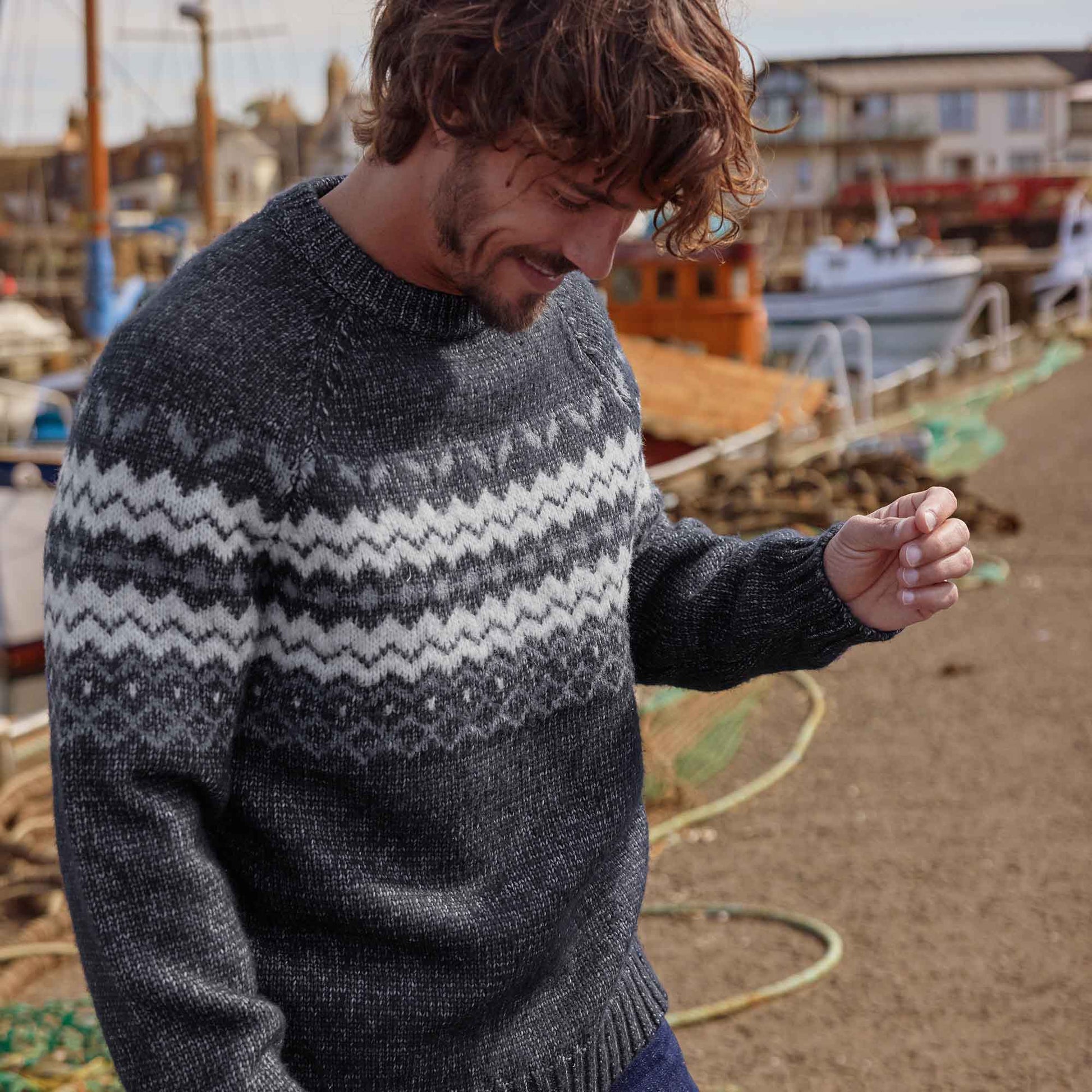 Michael Mens Chunky Knitted Jumper - Dark Indigo Marl