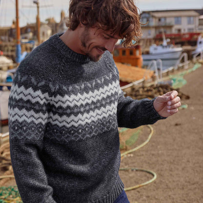 Michael Mens Chunky Knitted Jumper - Dark Indigo Marl