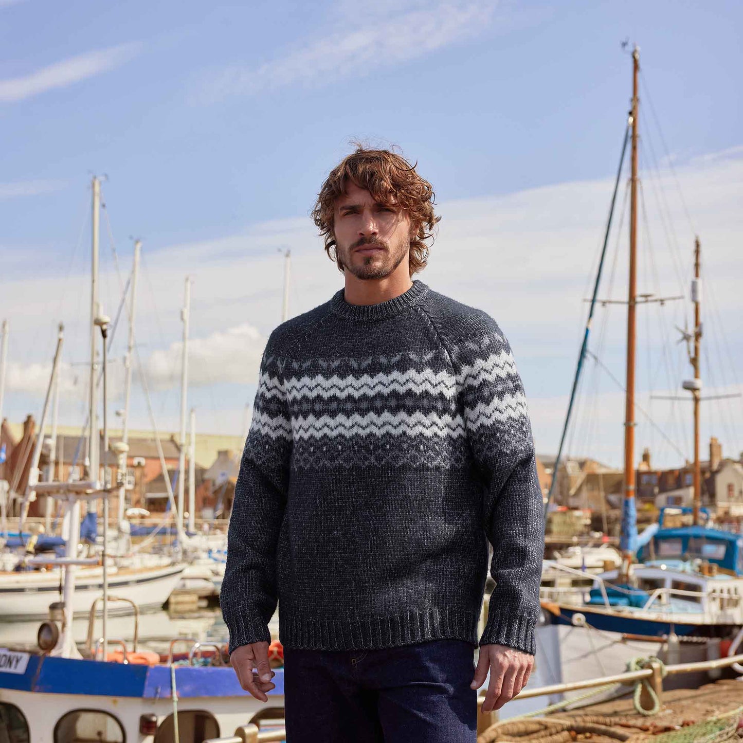 Michael Mens Chunky Knitted Jumper - Dark Indigo Marl