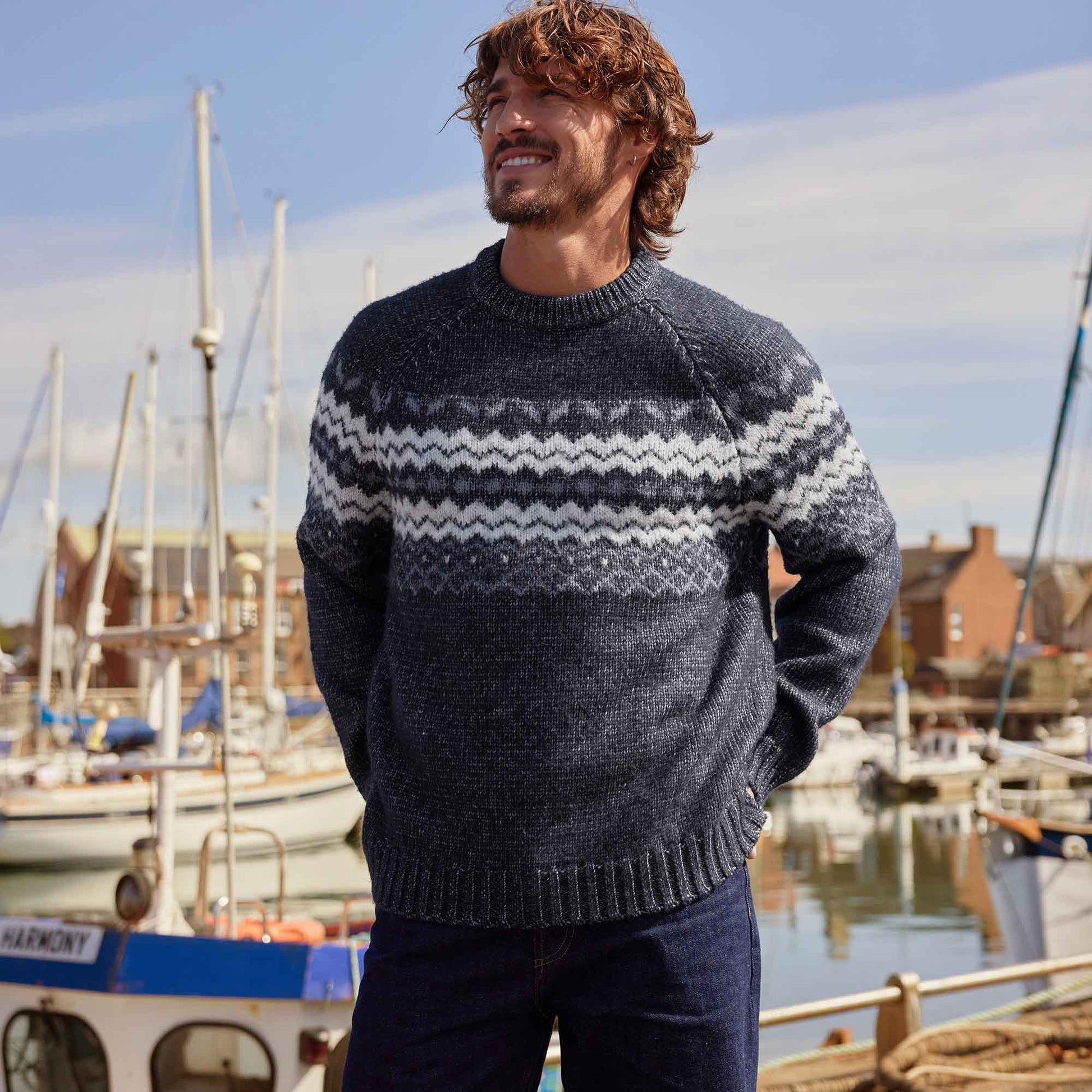 Michael Mens Chunky Knitted Jumper - Dark Indigo Marl