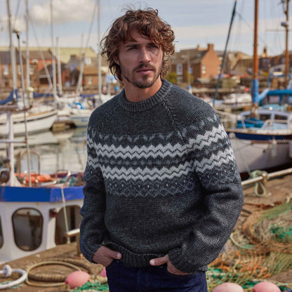 Michael Mens Chunky Knitted Jumper - Dark Indigo Marl