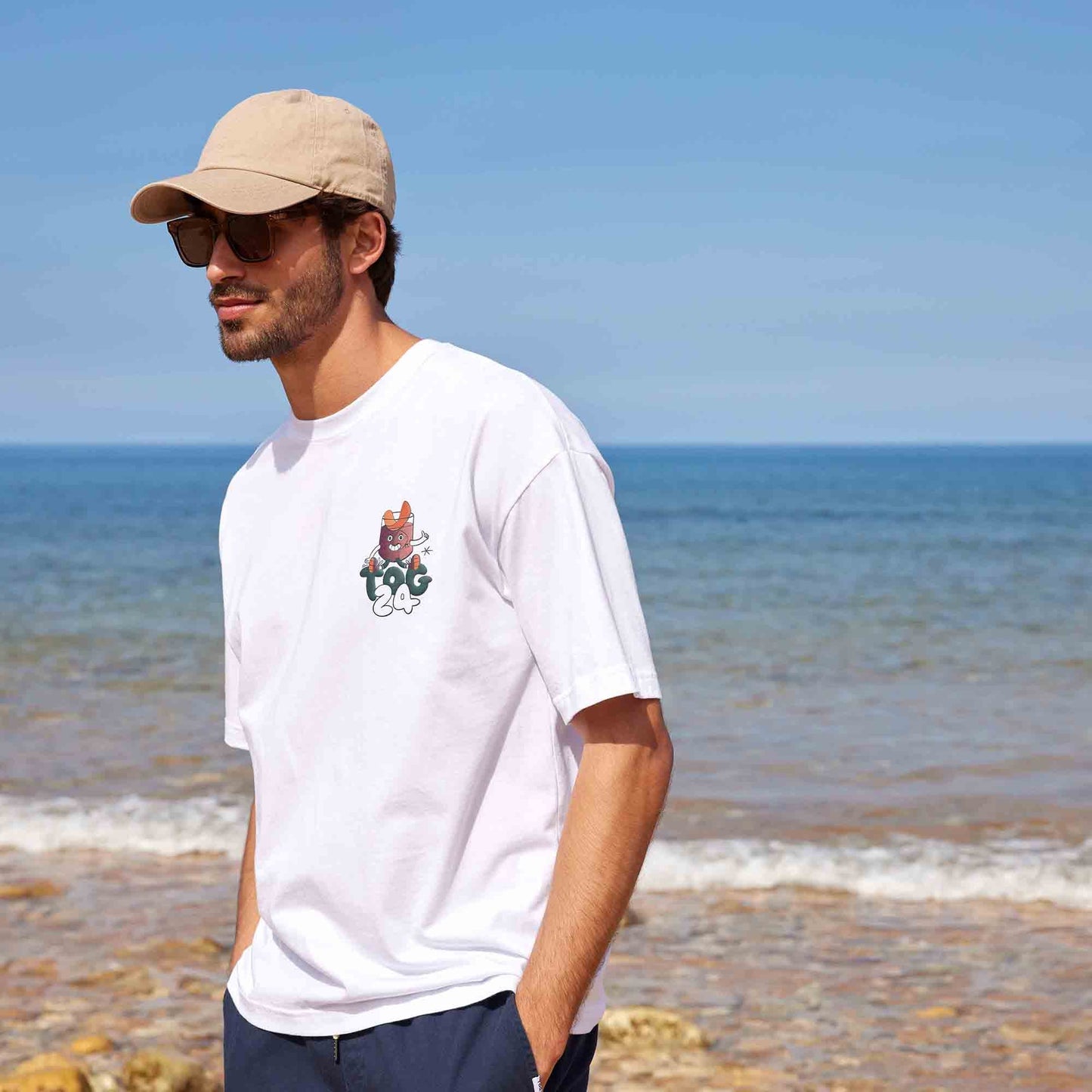 Negroni Mens Relaxed Fit 100% Cotton Supersoft Hattie Clark T-Shirt - Optic White