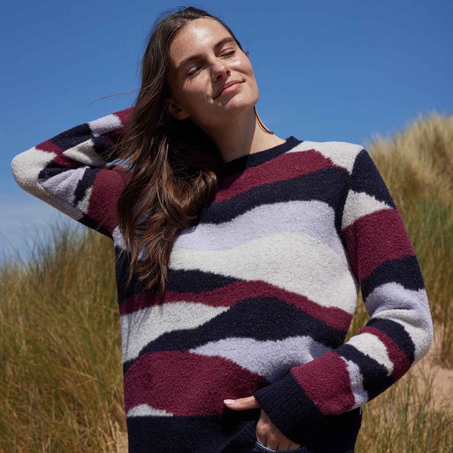 Niamh Womens Chunky Knitted Jumper - Landscape Knit