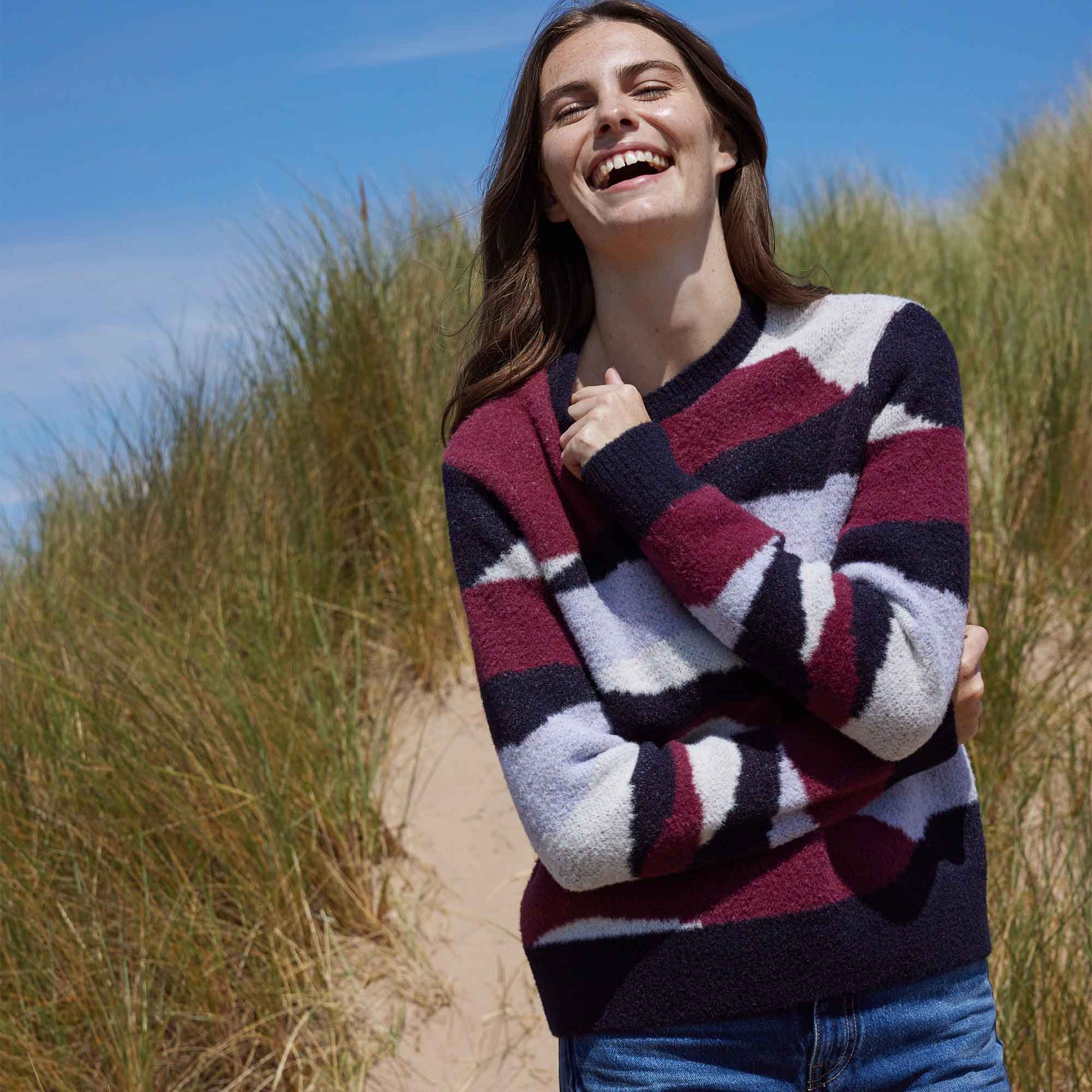 Niamh Womens Chunky Knitted Jumper - Landscape Knit