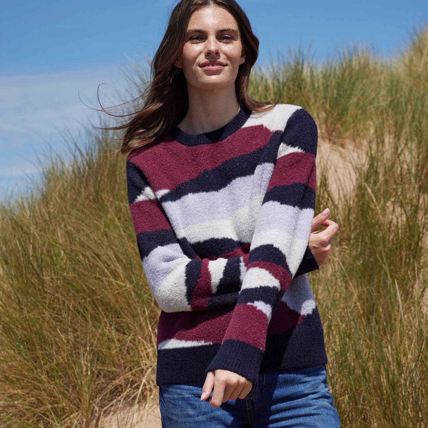 Niamh Womens Chunky Knitted Jumper - Landscape Knit